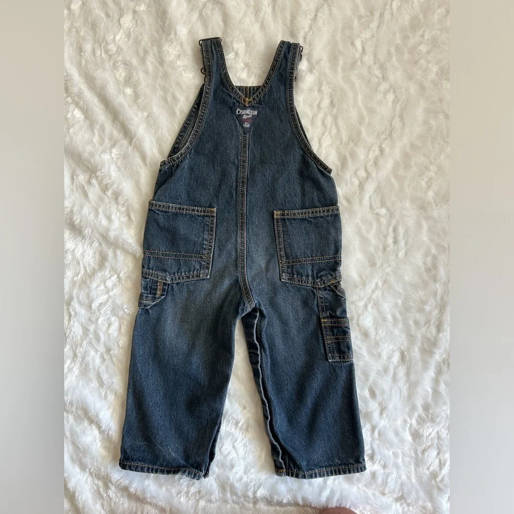 OshKosh B'Gosh Engineers Crew Denim Overalls w/ Carpenter Pockets 18 Months
